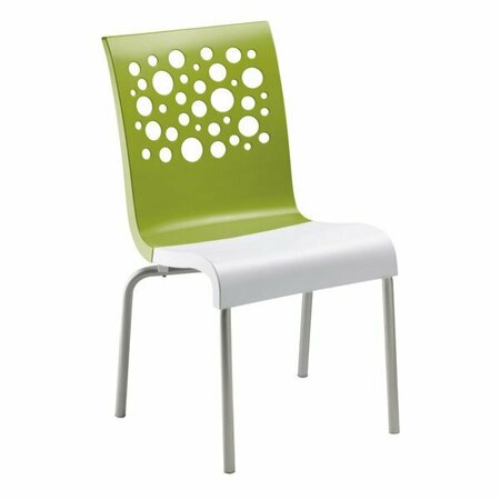 GROSFILLEX US835152 Tempo Stacking Resin Chair with Fern Green Back and White Seat - 4/Pack, 4PK 383US021152PK